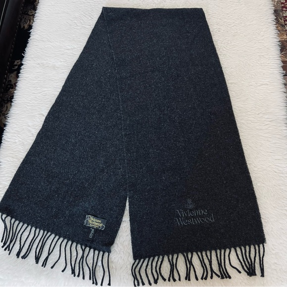 Vivienne Westwood Charcoal Black 100% Wool Unisex Shawl/Wrap Muffler 60” x 12” - Picture 9 of 11